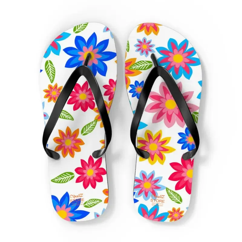 Colorful Flowers Unisex Flip Flops Summer Vibes