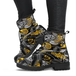 Combat Boots - Graffiti Fashion #22 | Vegan Leather Lace Up Boots Women, Women's Boots, Men's Boots 9.5, Custom Shoes, 90s Boots, 2000s Boots