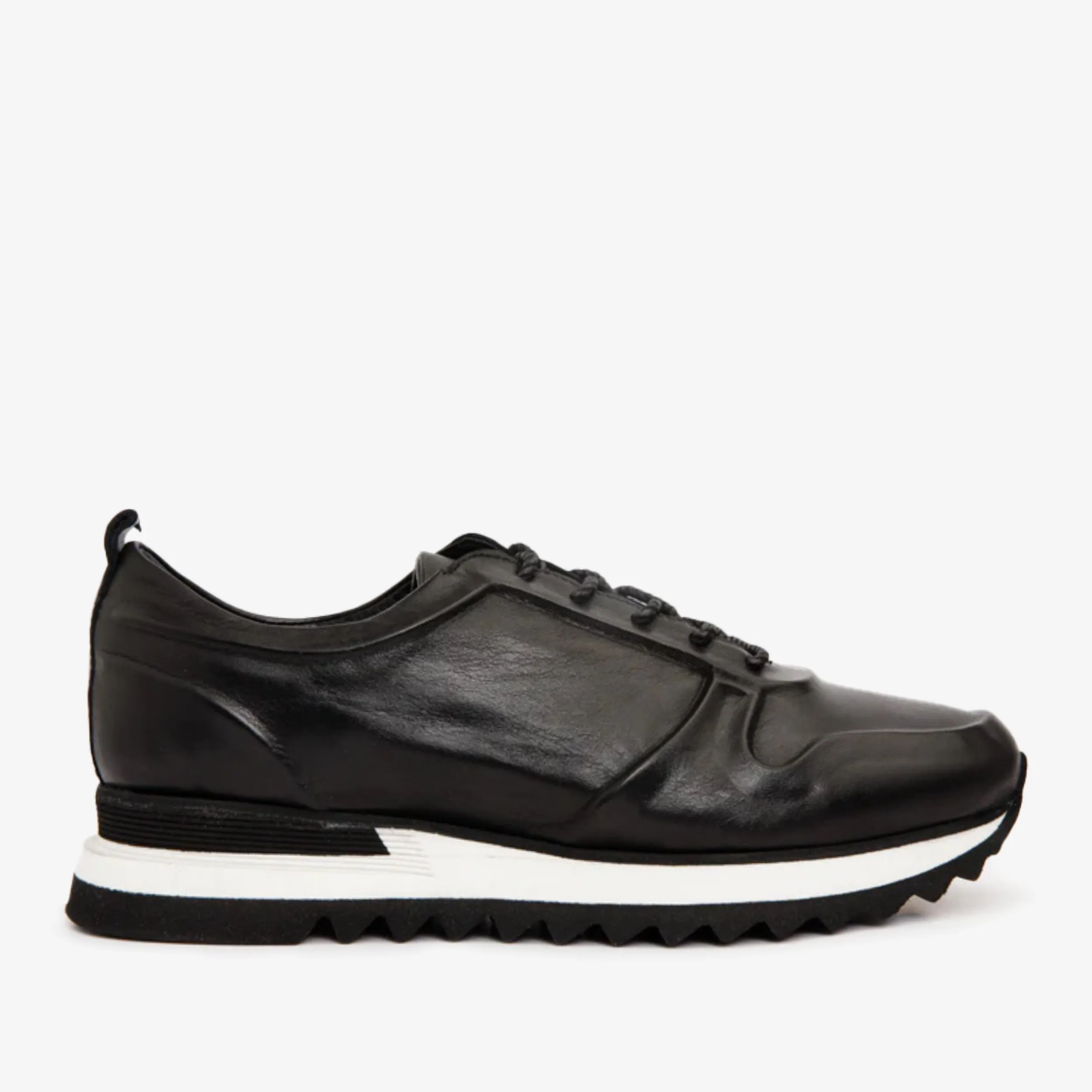 Secure look Blown Rubber Traction The Barnett Black Leather Men Sneaker Final Sale!
