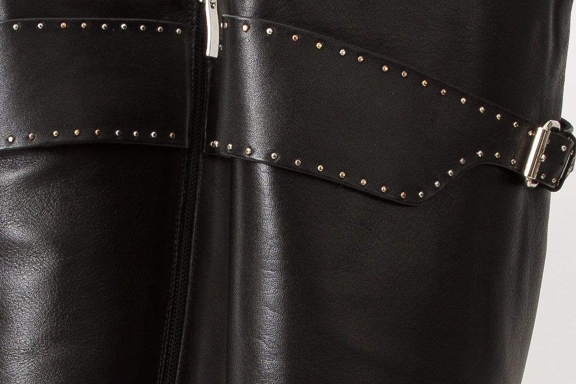 Breathable Perforations Odor control The Sariyer Black Leather Knee High Women Boot Final Sale!