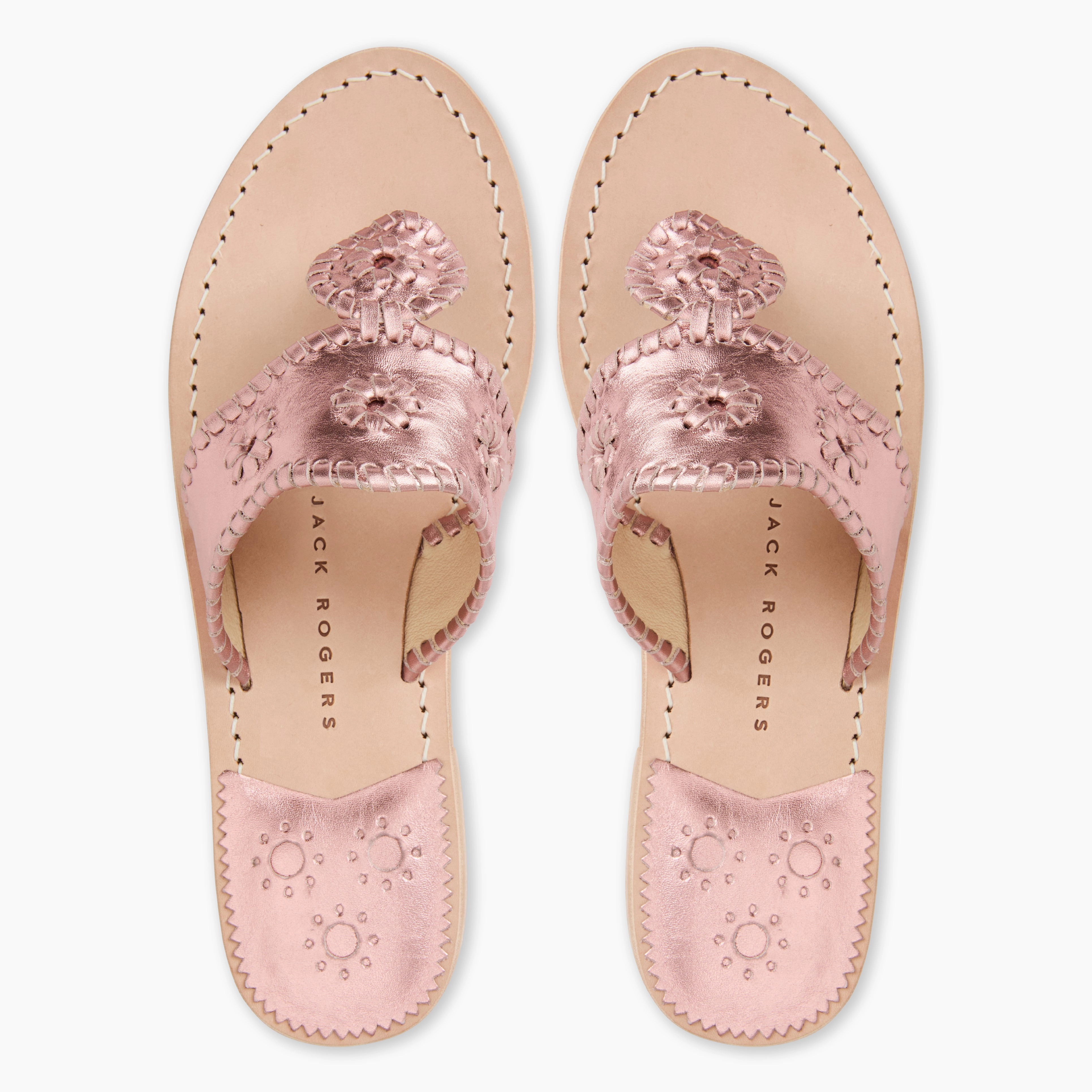 Jacks Metallic Leather Flat Sandal Suede