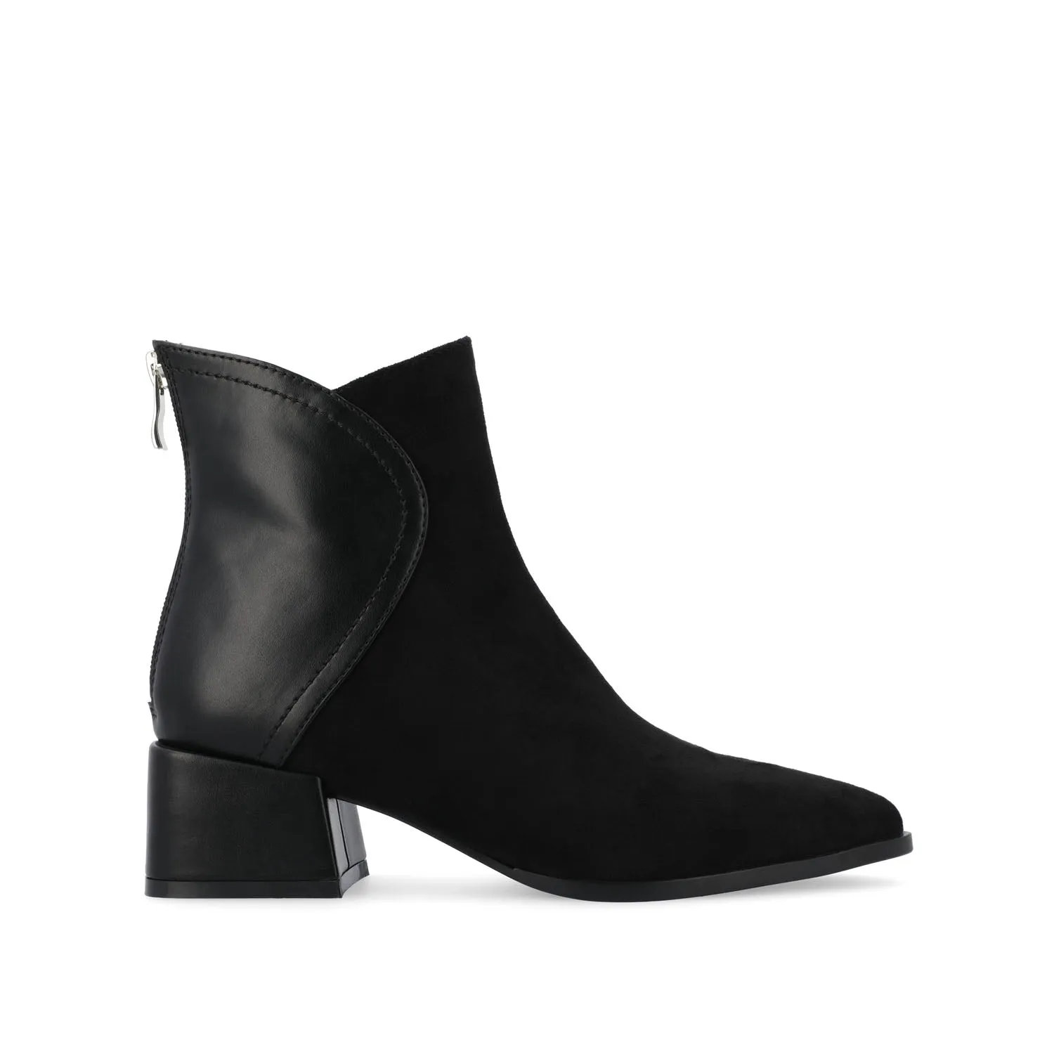 Rubberized Traction Lugs Insulated Cold Climate CONSUELLO POINTED TOE BOOTIES IN VEGAN LEATHER