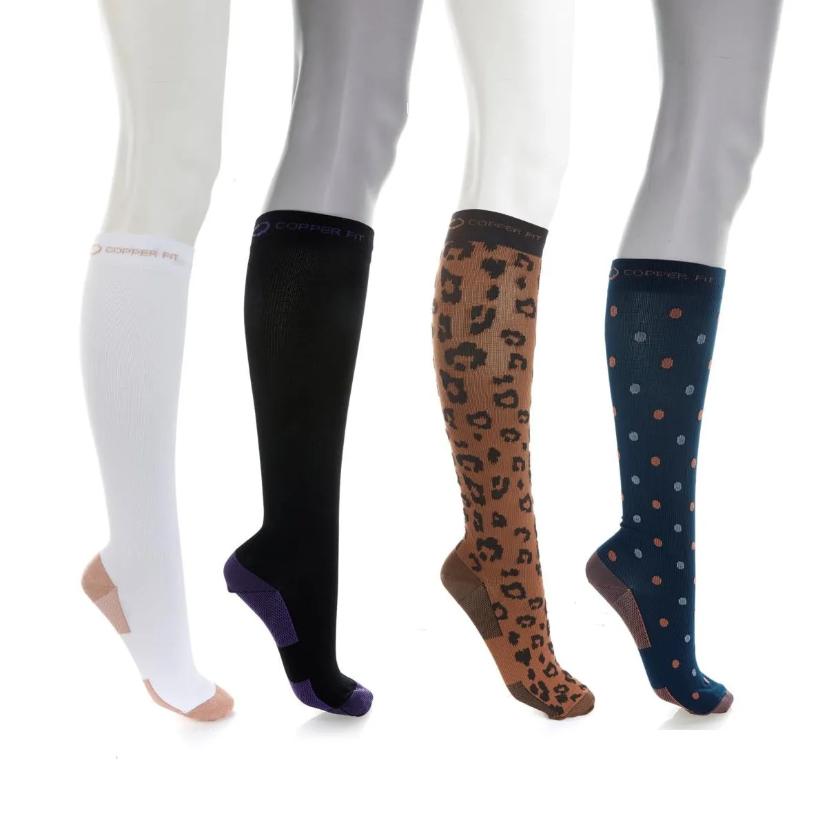 Copper Fit™ Knee-High Compression Socks 4-pack