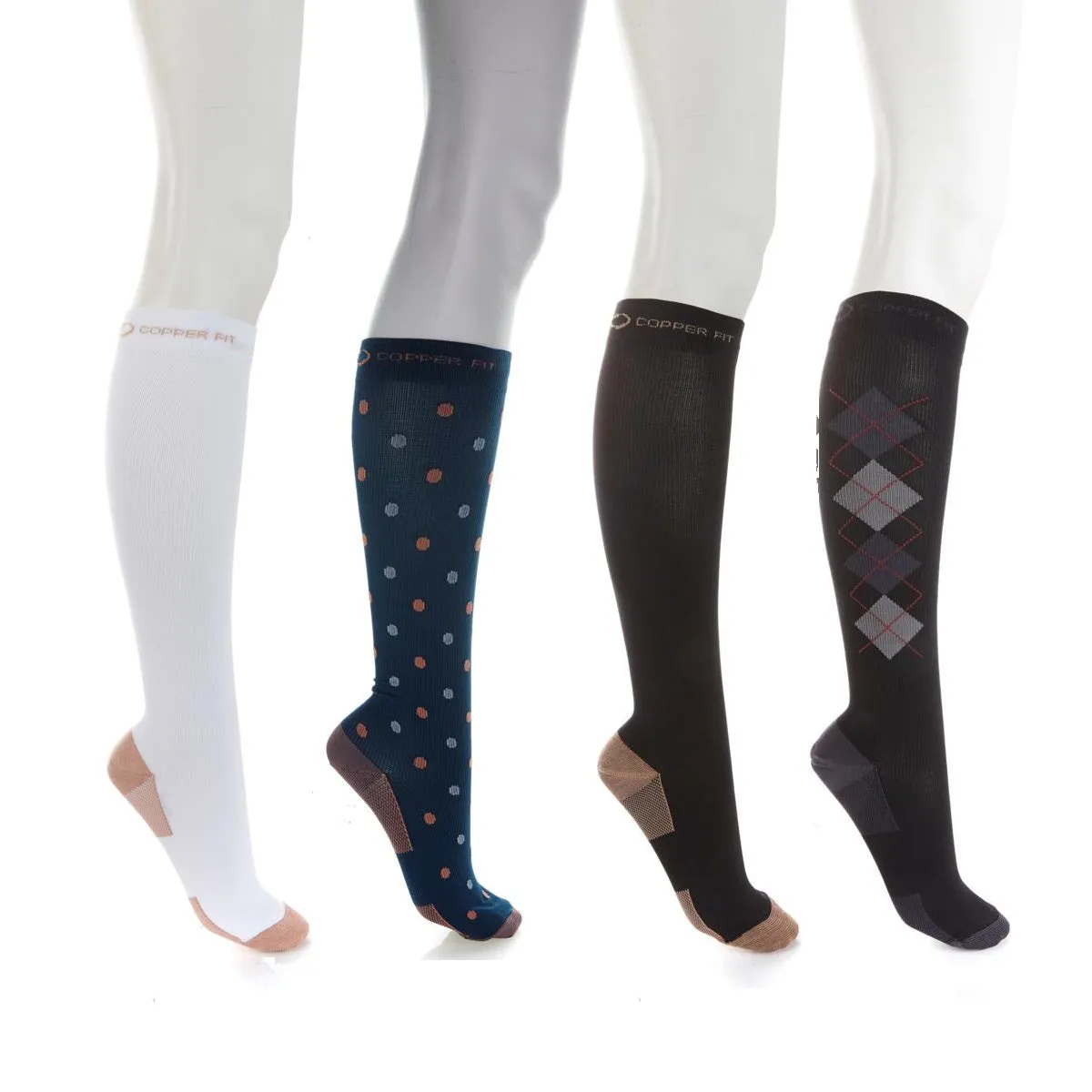 Copper Fit™ Knee-High Compression Socks 4-pack