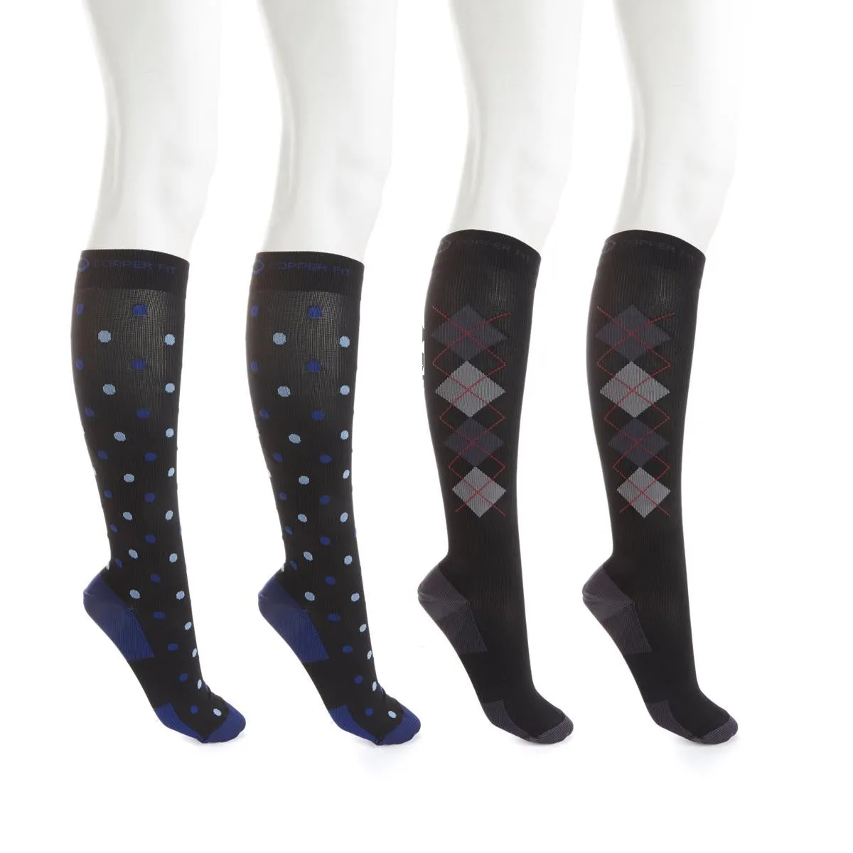 Copper Fit™ Knee-High Compression Socks 4-pack