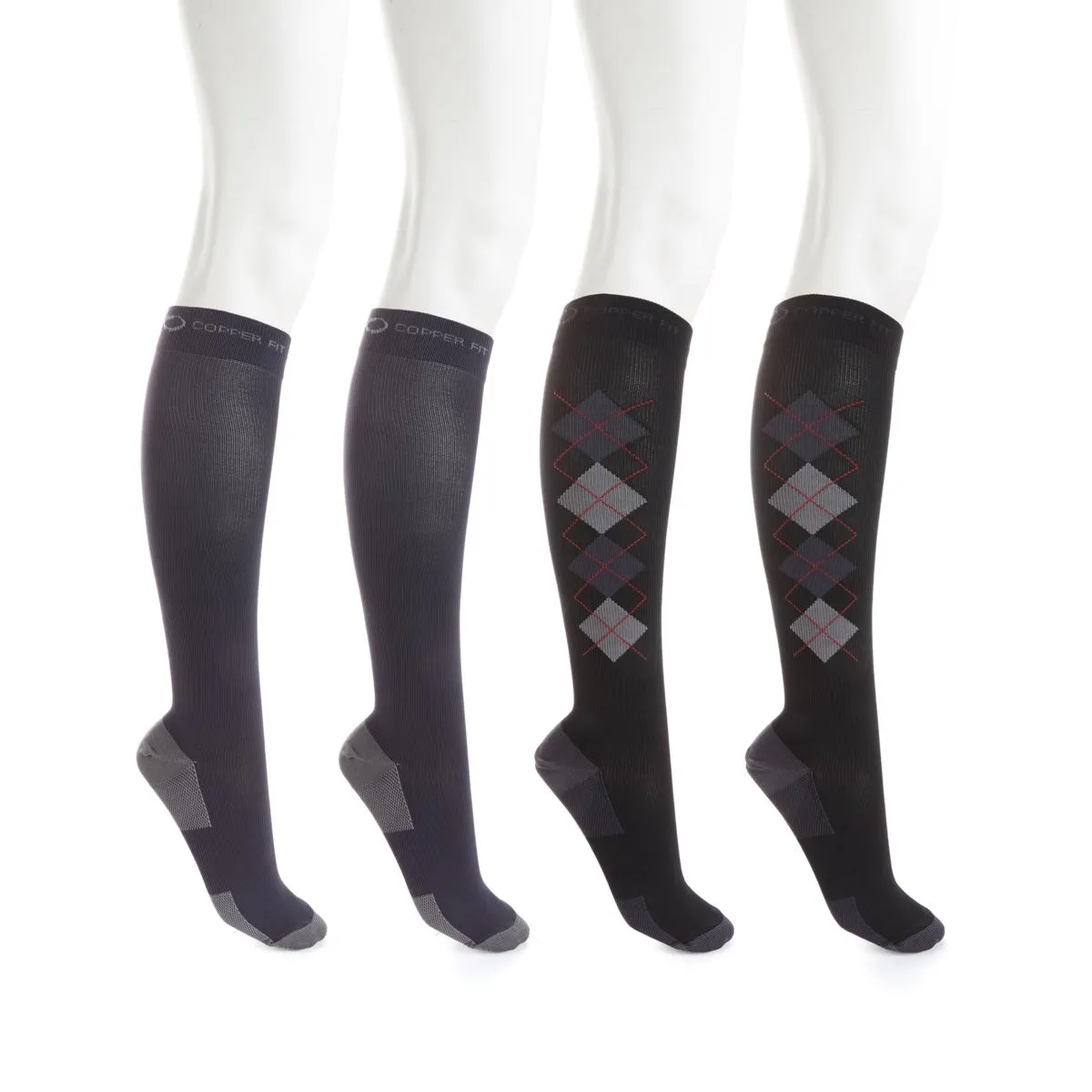 Copper Fit™ Knee-High Compression Socks 4-pack