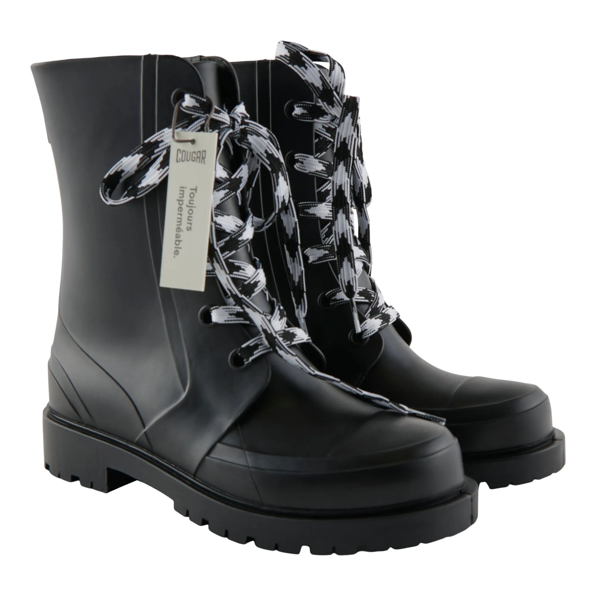 Cougar Women's Laced Rain Boots, Black