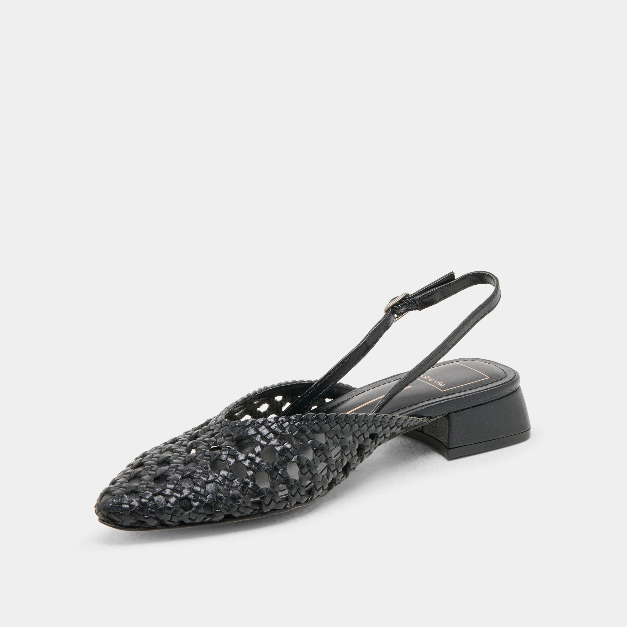BIRDIE FLATS BLACK WOVEN LEATHER Town Style