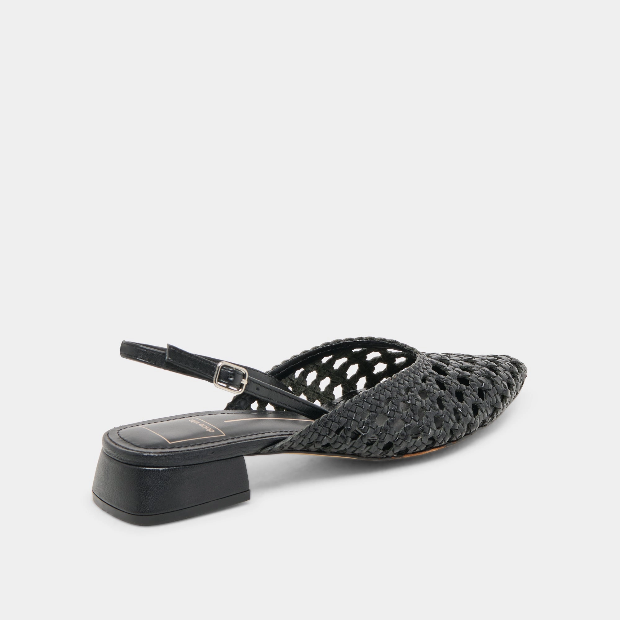 Press Look BIRDIE FLATS BLACK WOVEN LEATHER
