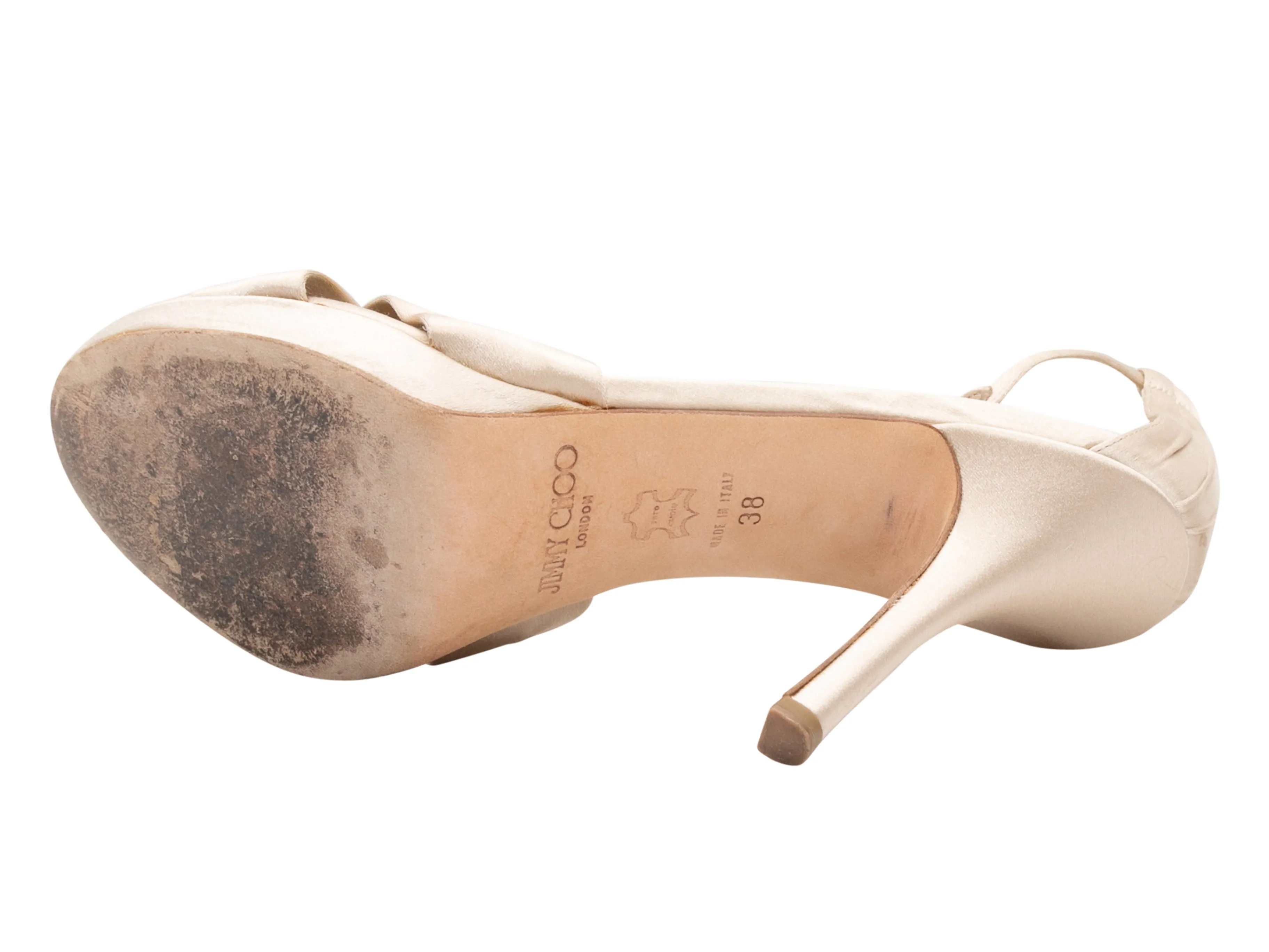 Cream Jimmy Choo Satin Ankle Strap Heels Size 38