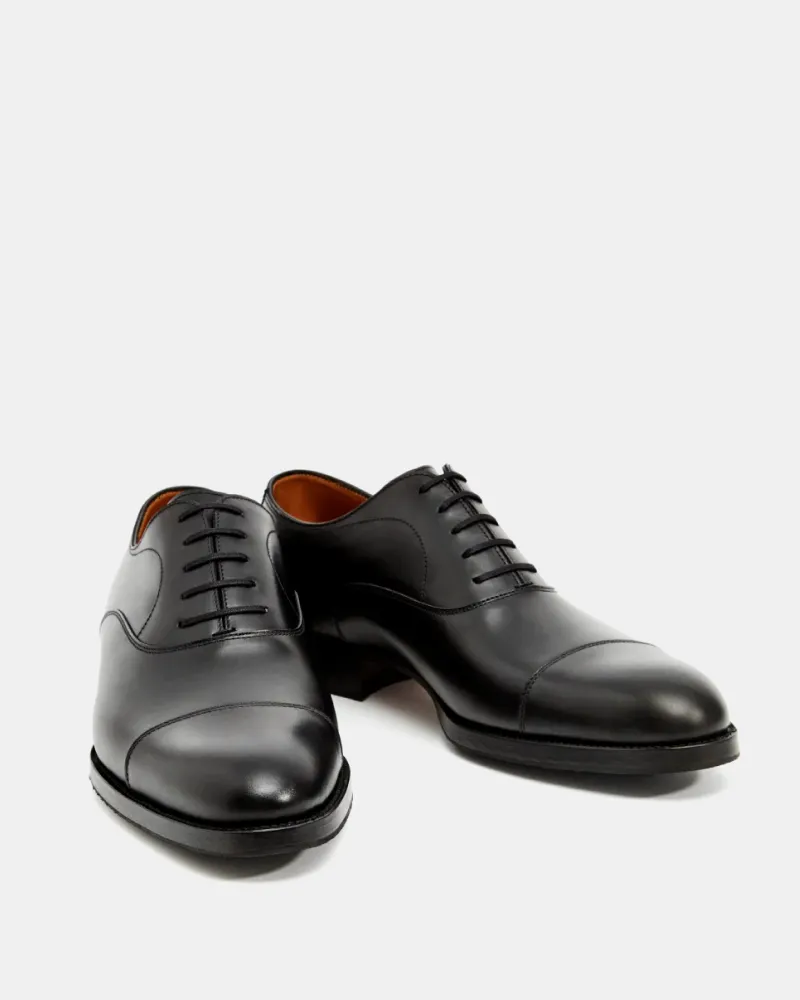 Nordic Line Breathable Design Black Cap Toe Oxford with Rubber Half Soles
