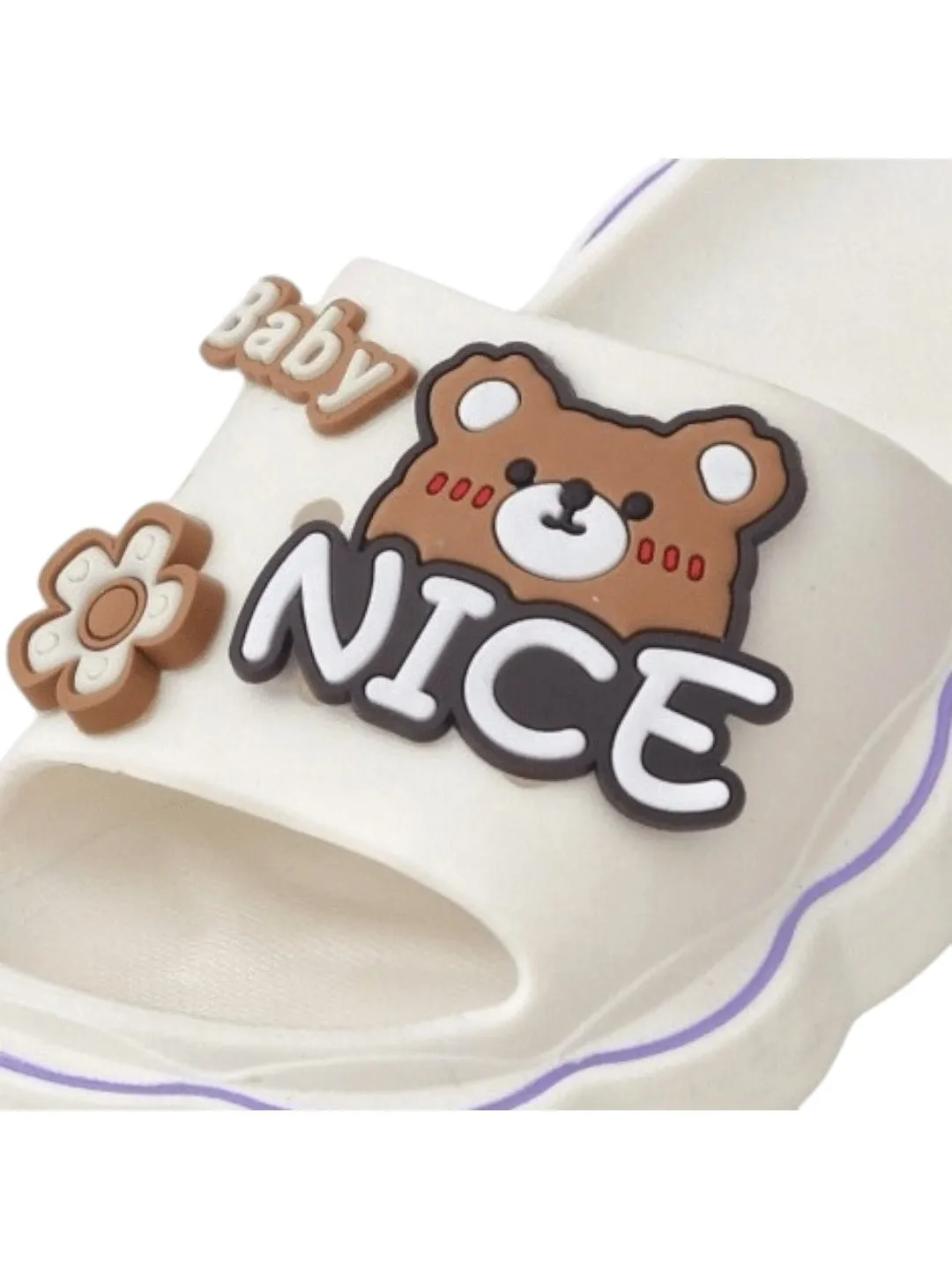 Cuddly Baby Bear White Slides - Little Steps, Big Comfort