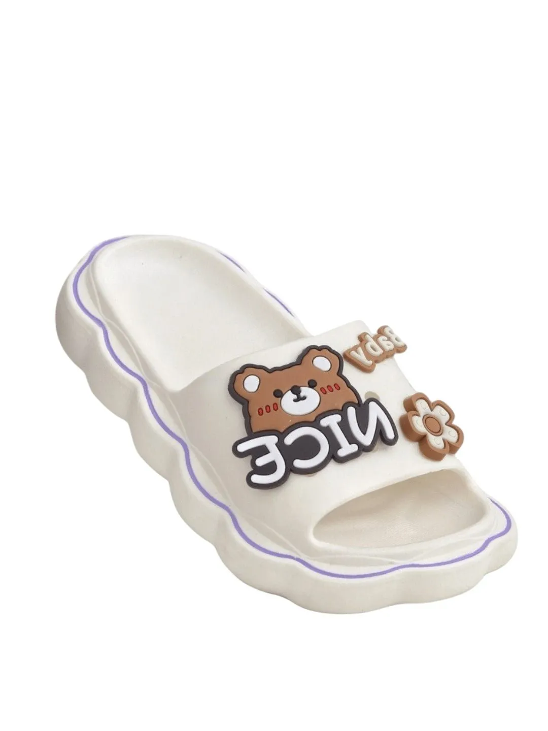 Cuddly Baby Bear White Slides - Little Steps, Big Comfort