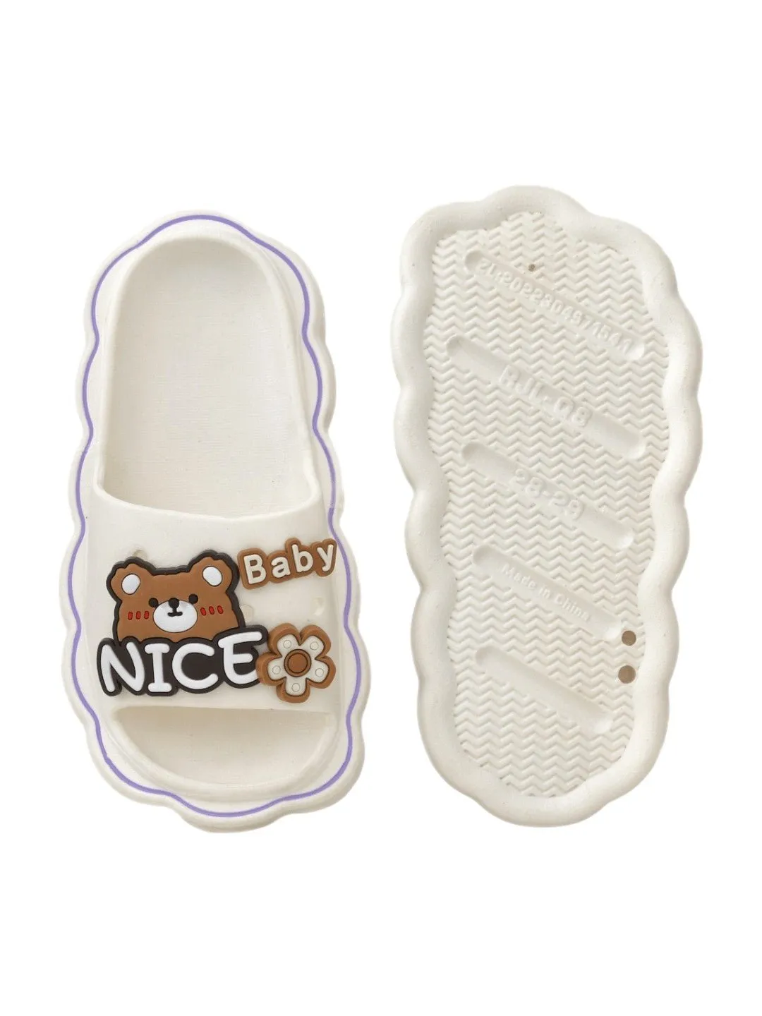 Cuddly Baby Bear White Slides - Little Steps, Big Comfort