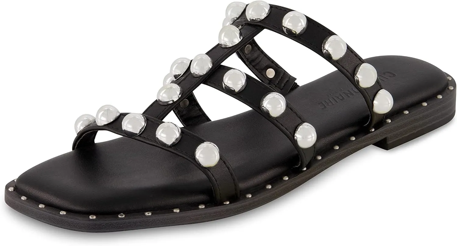 CUSHIONAIRE Women's Ventura stud slide sandal  Memory Foam