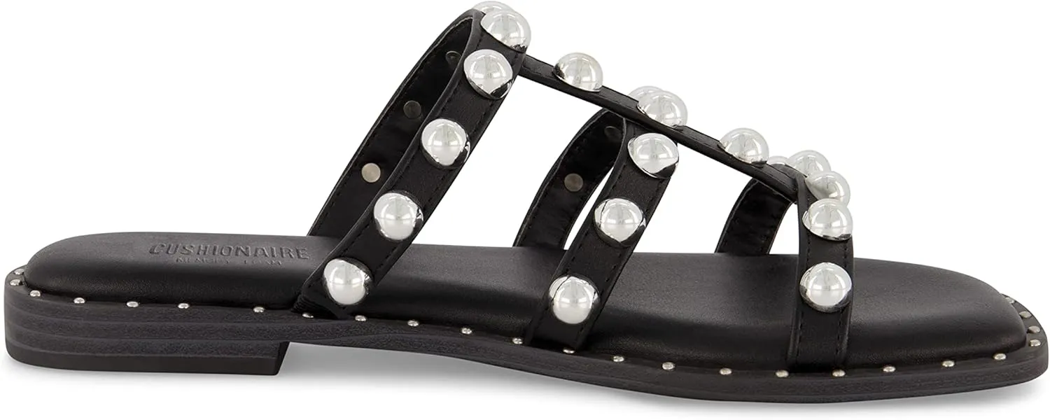 CUSHIONAIRE Women's Ventura stud slide sandal  Memory Foam