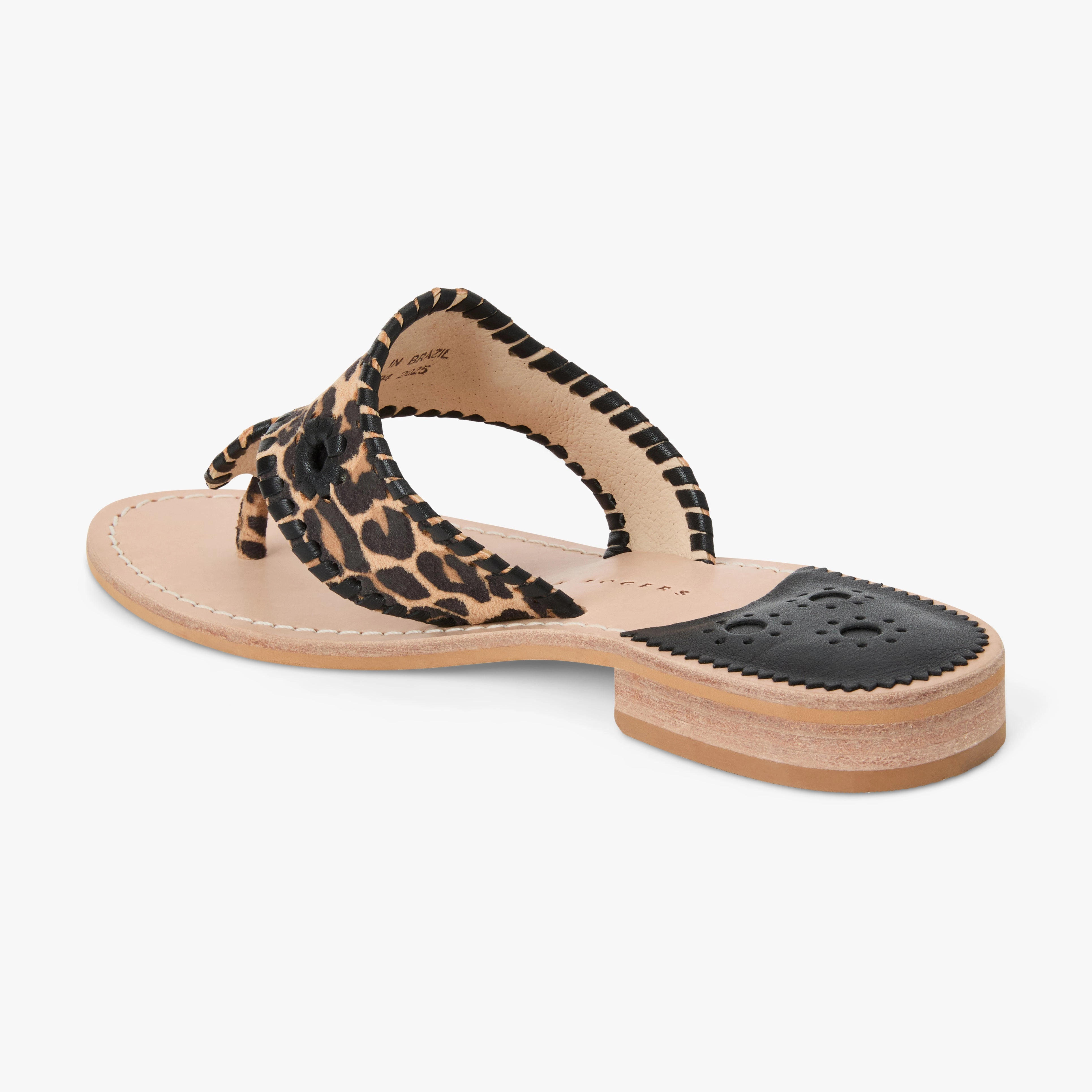 Jacks Leather Flat Sandal Relaxing Flats Minimalist Strap Pattern