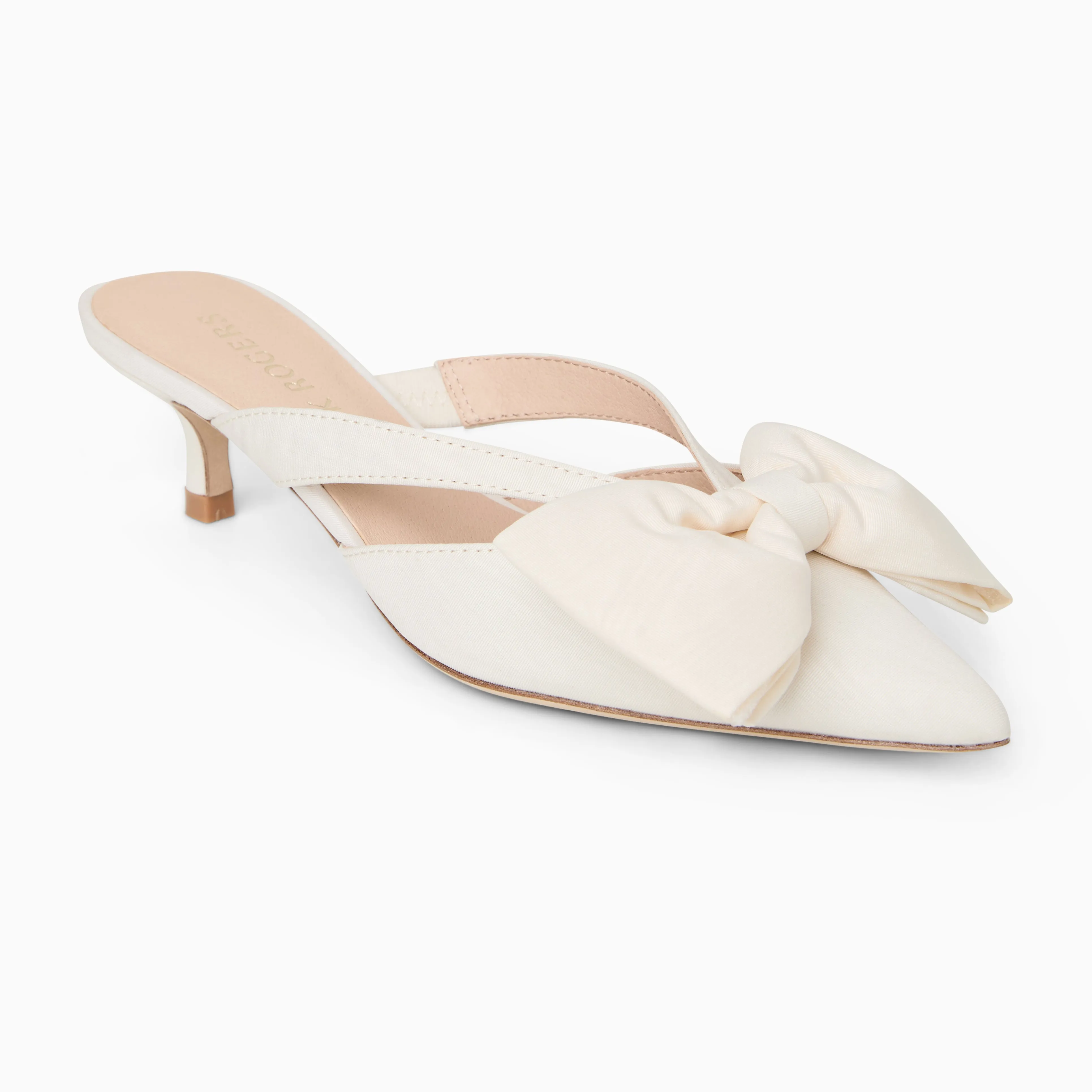 Cynthia Bow Fabric Kitten Heel Mule Spring Glow