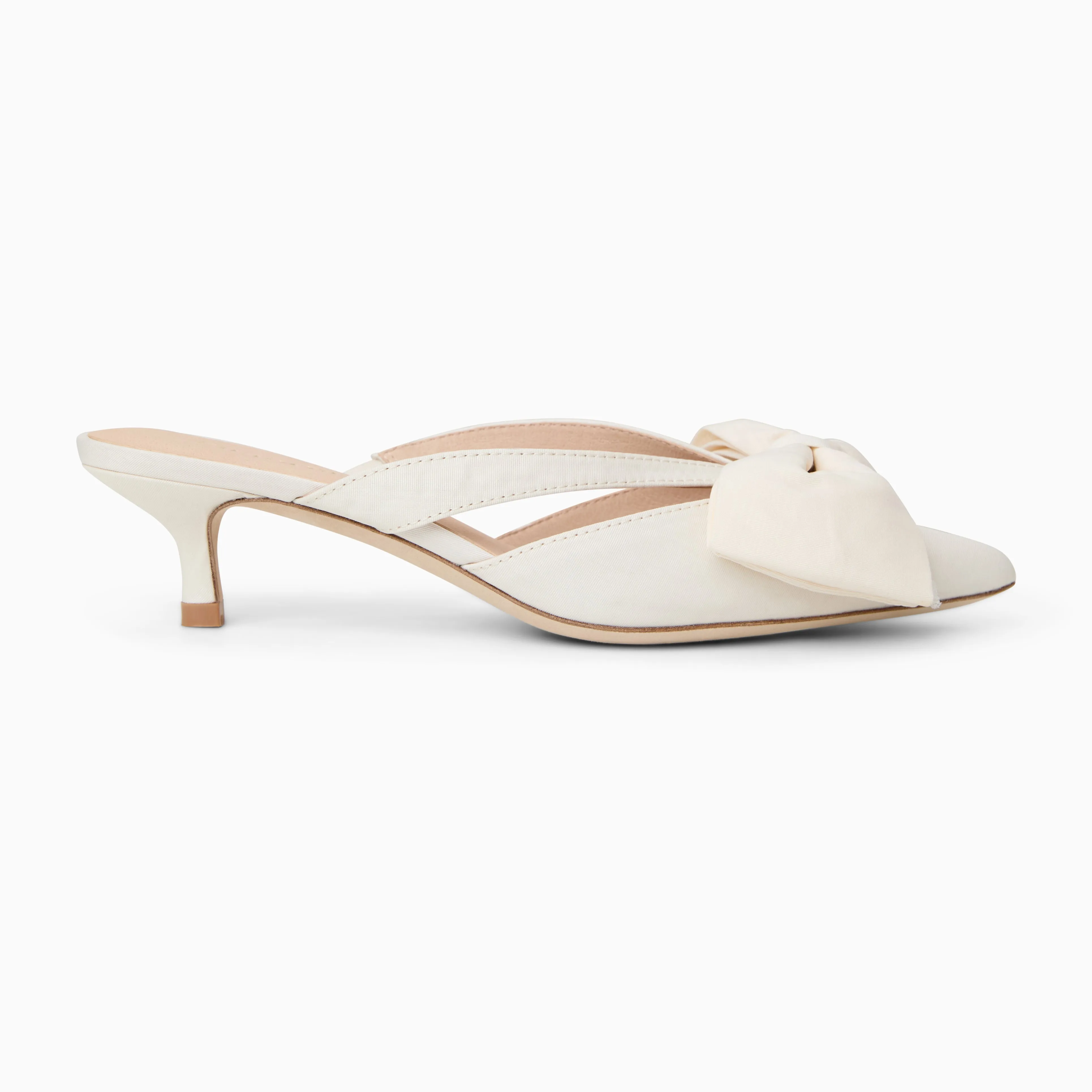 Cynthia Bow Fabric Kitten Heel Mule Office Mode Evening Sandals