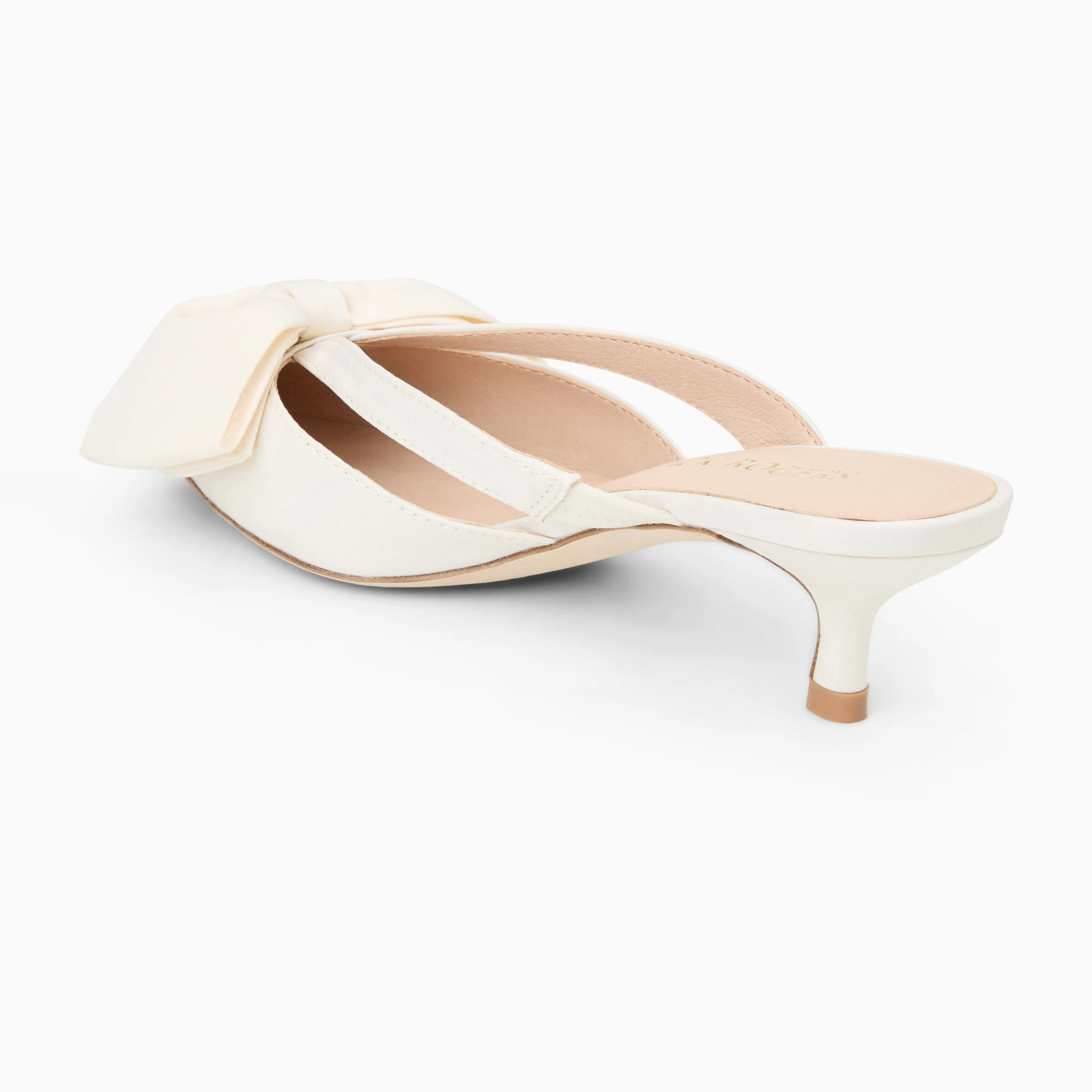 Cynthia Bow Fabric Kitten Heel Mule Fashionable Pumps Stylish Heel