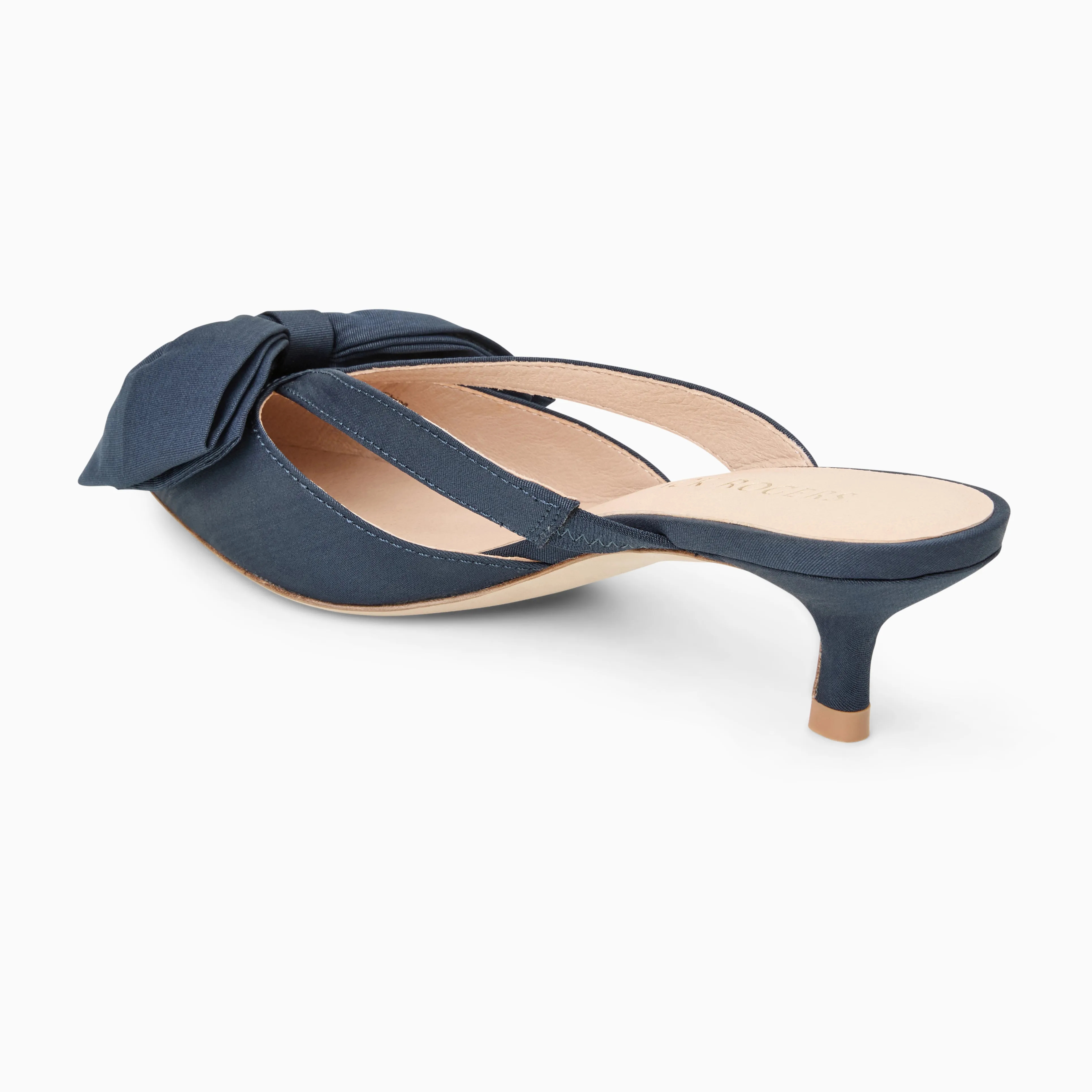 Cynthia Bow Fabric Kitten Heel Mule Fall Sandals