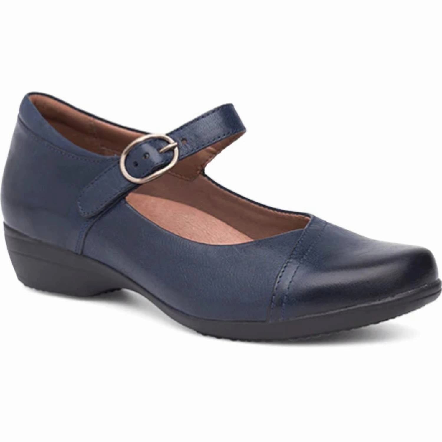 Supportive Heel Counter Wide Stance Platform DANSKO Fawna Navy Burnished Women's