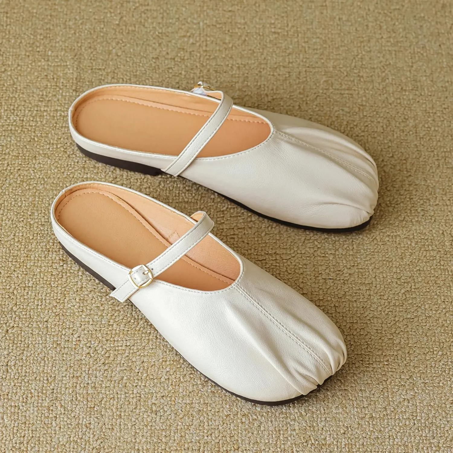 Dear Time Women's Closed Toe Flats Slip-on Backless Mules Indoor Outdoor Casual Shoes