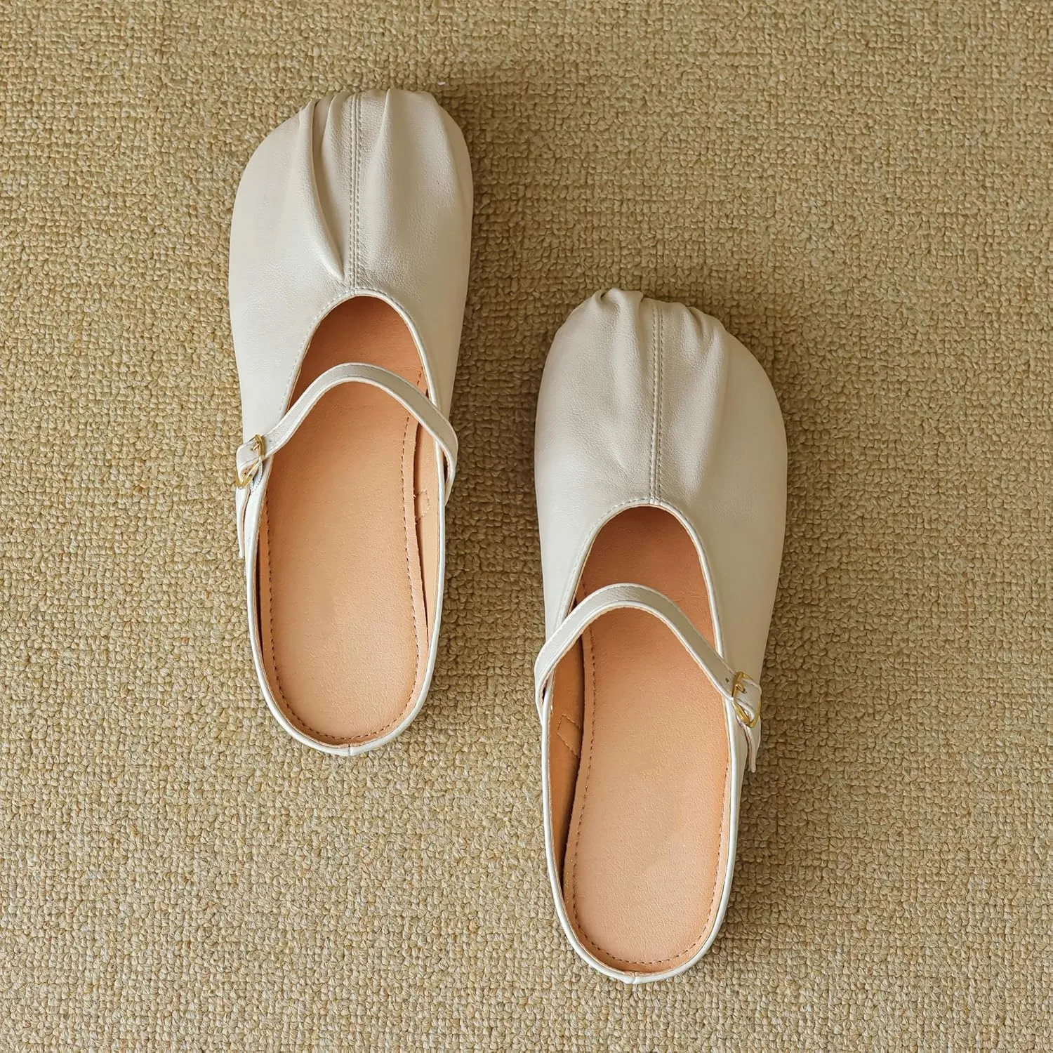 Dear Time Women's Closed Toe Flats Slip-on Backless Mules Indoor Outdoor Casual Shoes