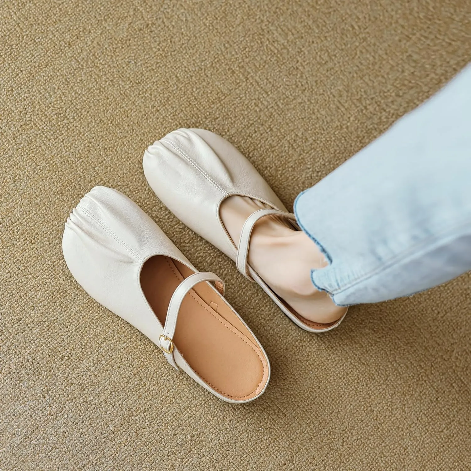 Dear Time Women's Closed Toe Flats Slip-on Backless Mules Indoor Outdoor Casual Shoes