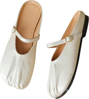 Dear Time Women's Closed Toe Flats Slip-on Backless Mules Indoor Outdoor Casual Shoes
