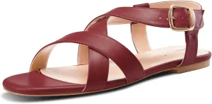 DearOnly Womens Open Round Toe Cross-Strap Sandals Dress Buckle Casual Summer Gladiator Shoes 0.4 Inches Heels