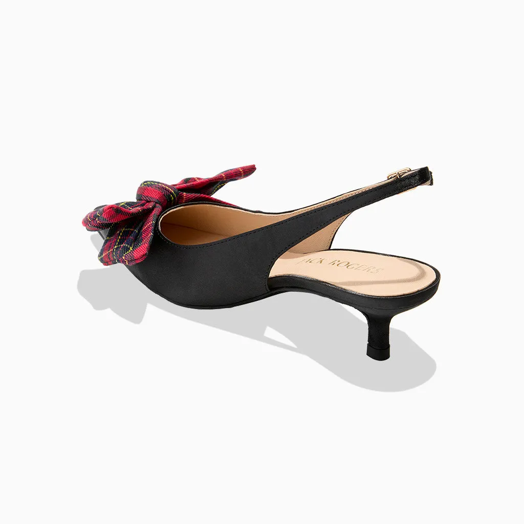 Pointed Sandals Unique Style Debra Fabric Slingback Kitten Heel