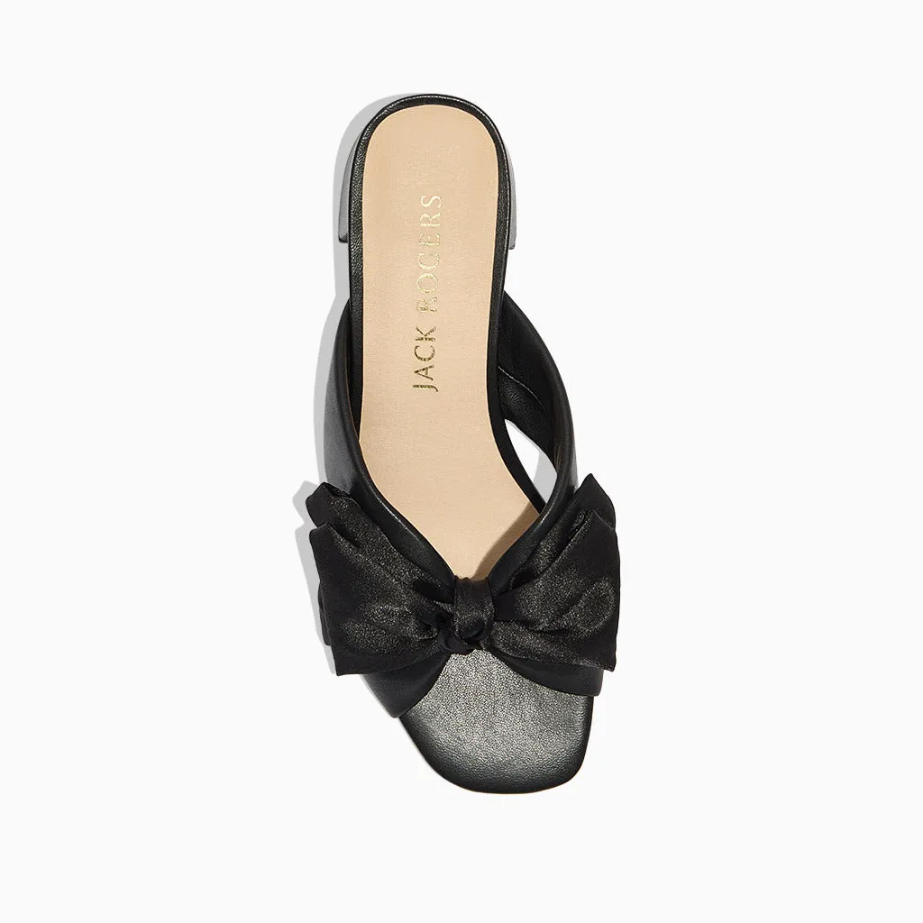 Leather Love Debra Leather & Satin Bow Mid Heel