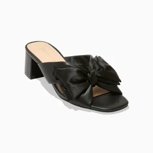 Debra Leather & Satin Bow Mid Heel Confident Step Standout Design