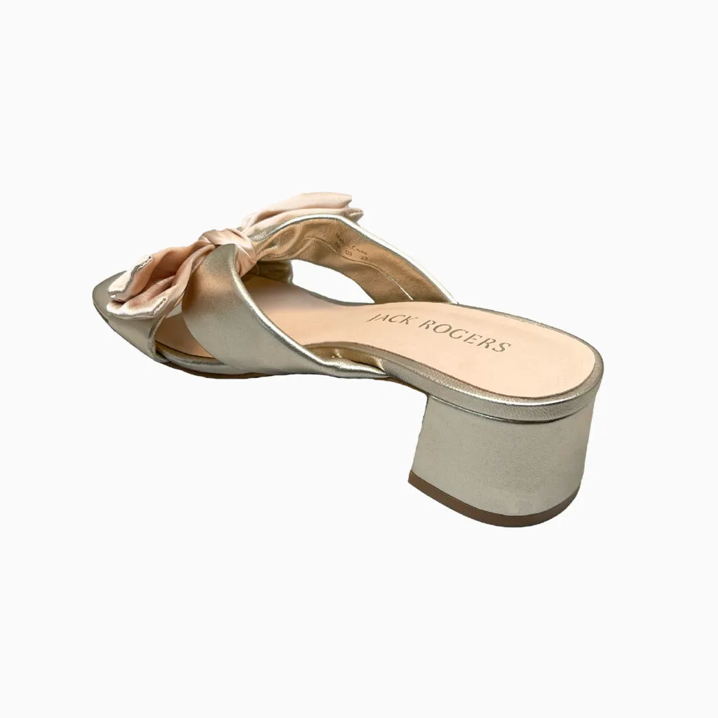 Debra Leather & Satin Bow Mid Heel Date Ready Sculpted Heel