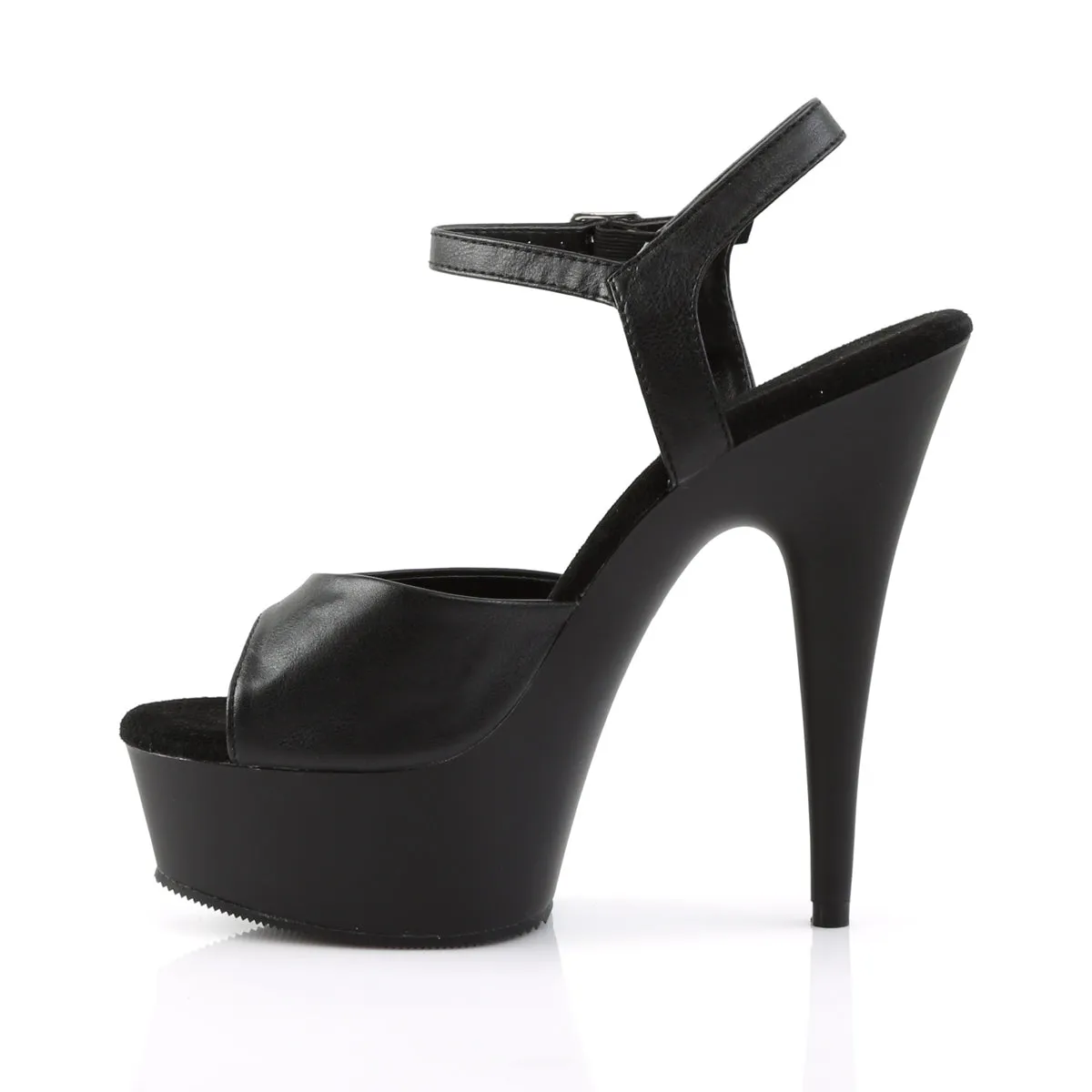 Delight 609 Black Matte 6" High Heel Ankle Strap Sandals - Direct