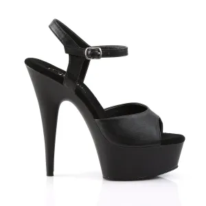Delight 609 Black Matte 6" High Heel Ankle Strap Sandals - Direct
