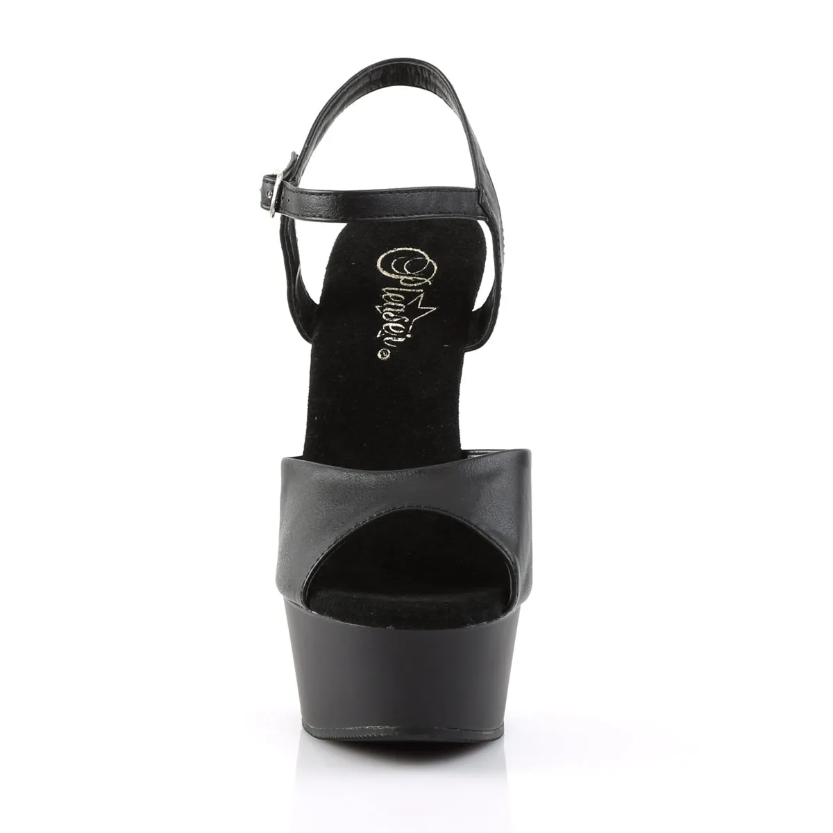 Delight 609 Black Matte 6" High Heel Ankle Strap Sandals - Direct