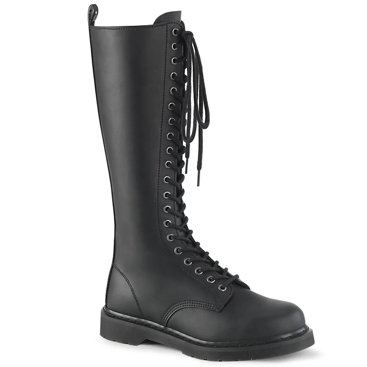 DemoniaCult Bolt 400 Unisex/Mens 1 1/4 Inch Heel, Front Lace, Combat Knee Length Boots