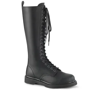 DemoniaCult Bolt 400 Unisex/Mens 1 1/4 Inch Heel, Front Lace, Combat Knee Length Boots