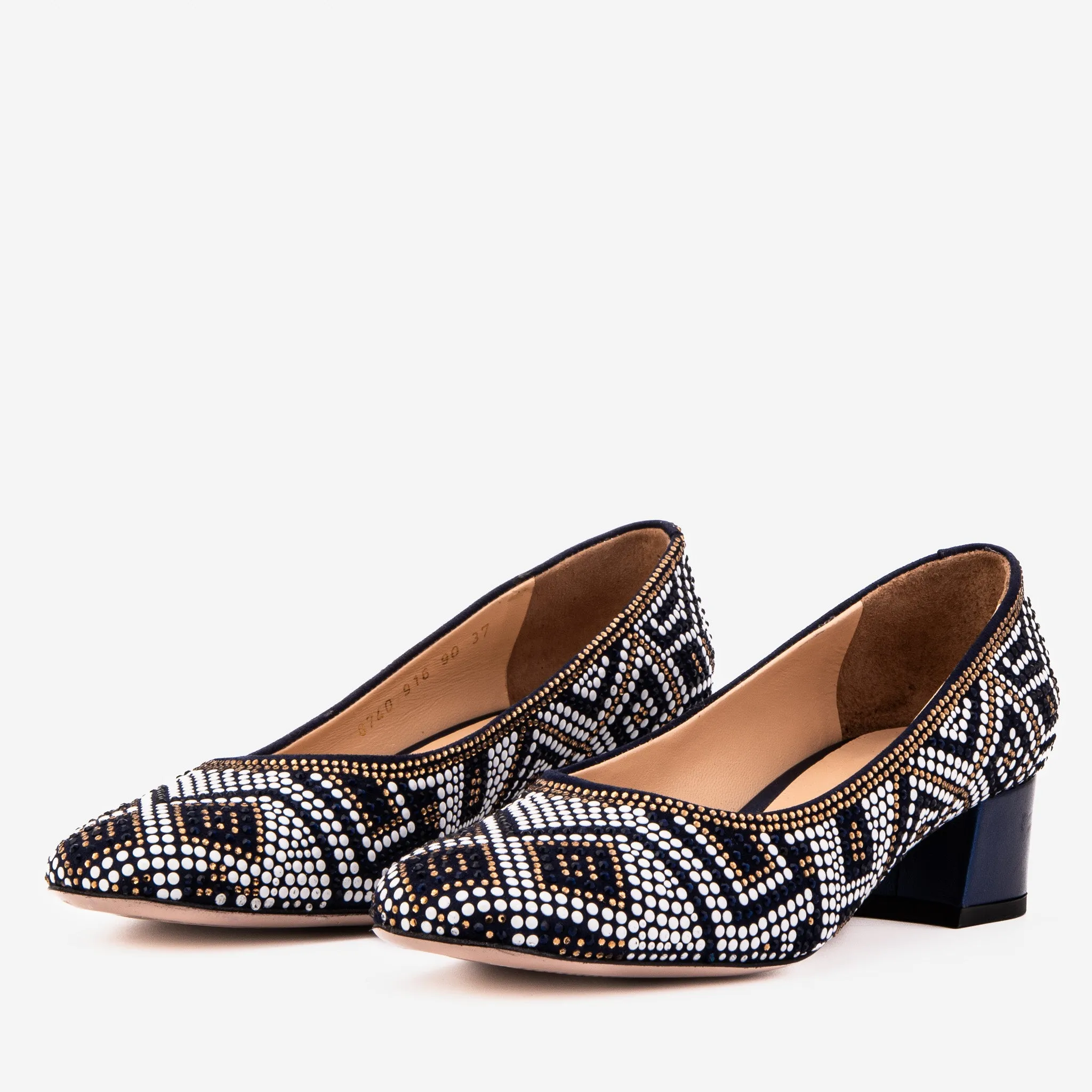 Sophisticated Shoes The Nampula Navy Crystal-Embellished Leather Women Pump