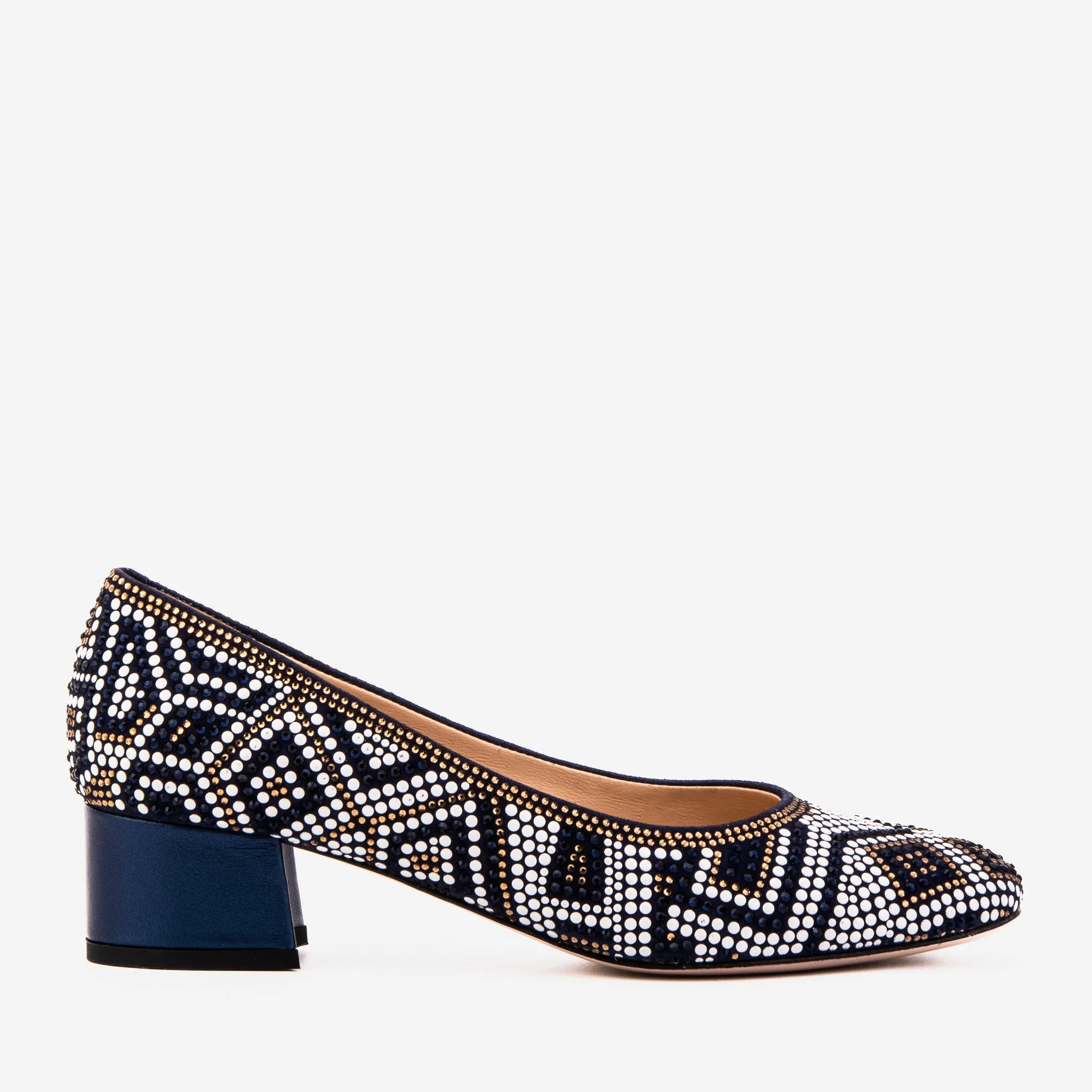 Classic Pumps Boss Glow The Nampula Navy Crystal-Embellished Leather Women Pump