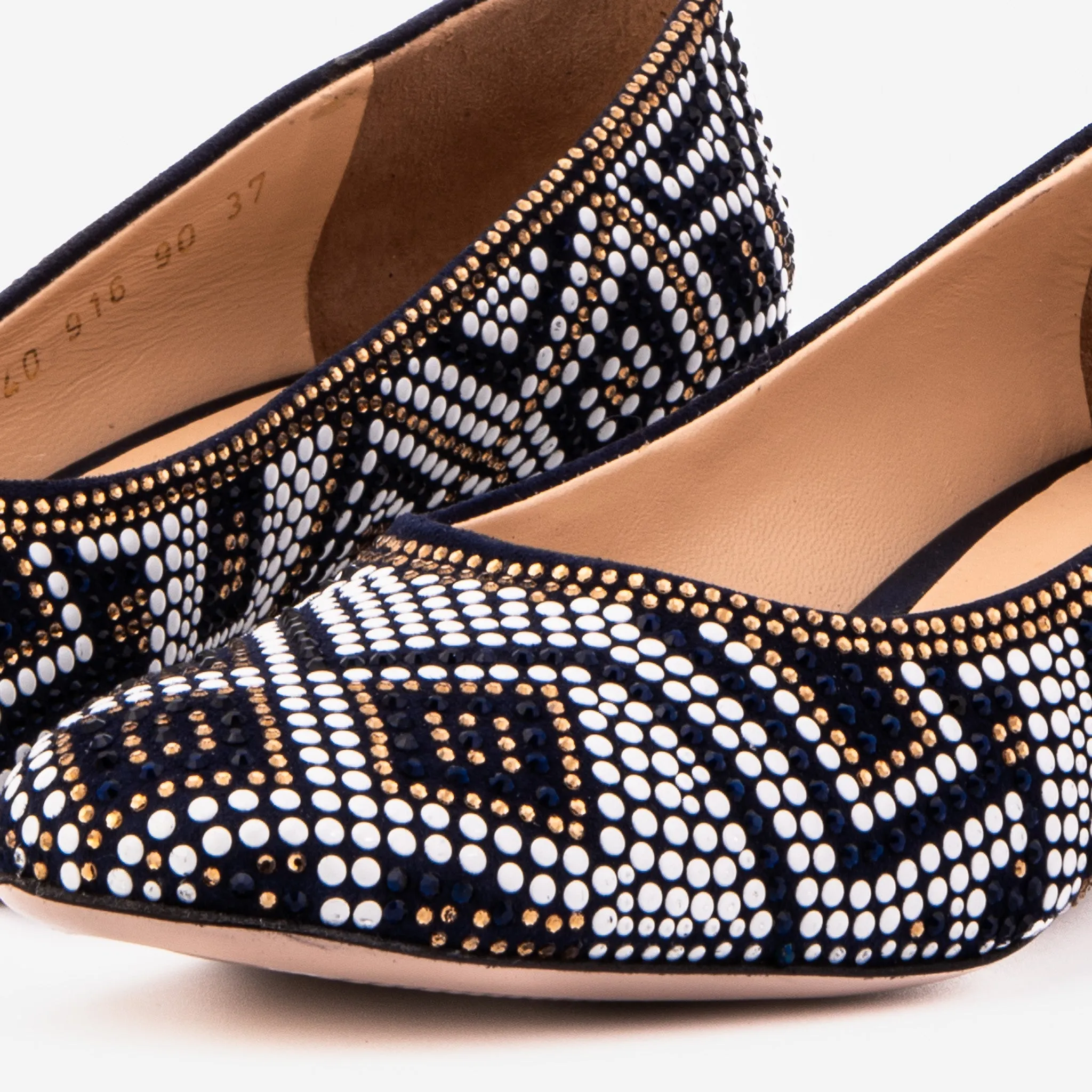 The Nampula Navy Crystal-Embellished Leather Women Pump Fashion Forward Pointed Dress Shoes