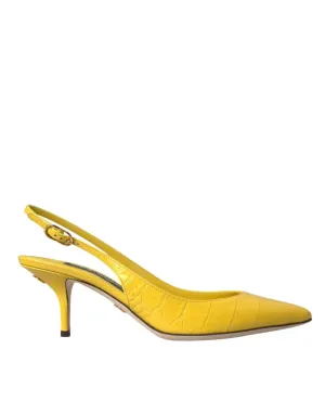 Dolce & Gabbana Croc-Embossed Slingback Pumps in Yellow