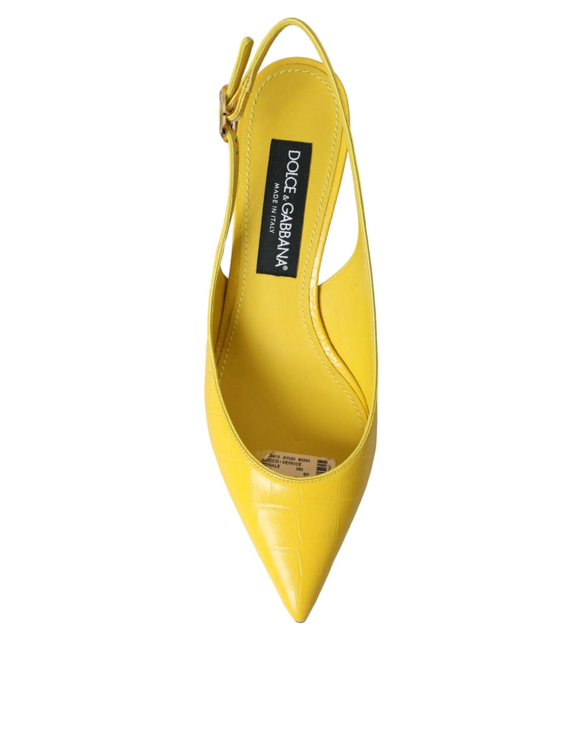 Dolce & Gabbana Croc-Embossed Slingback Pumps in Yellow