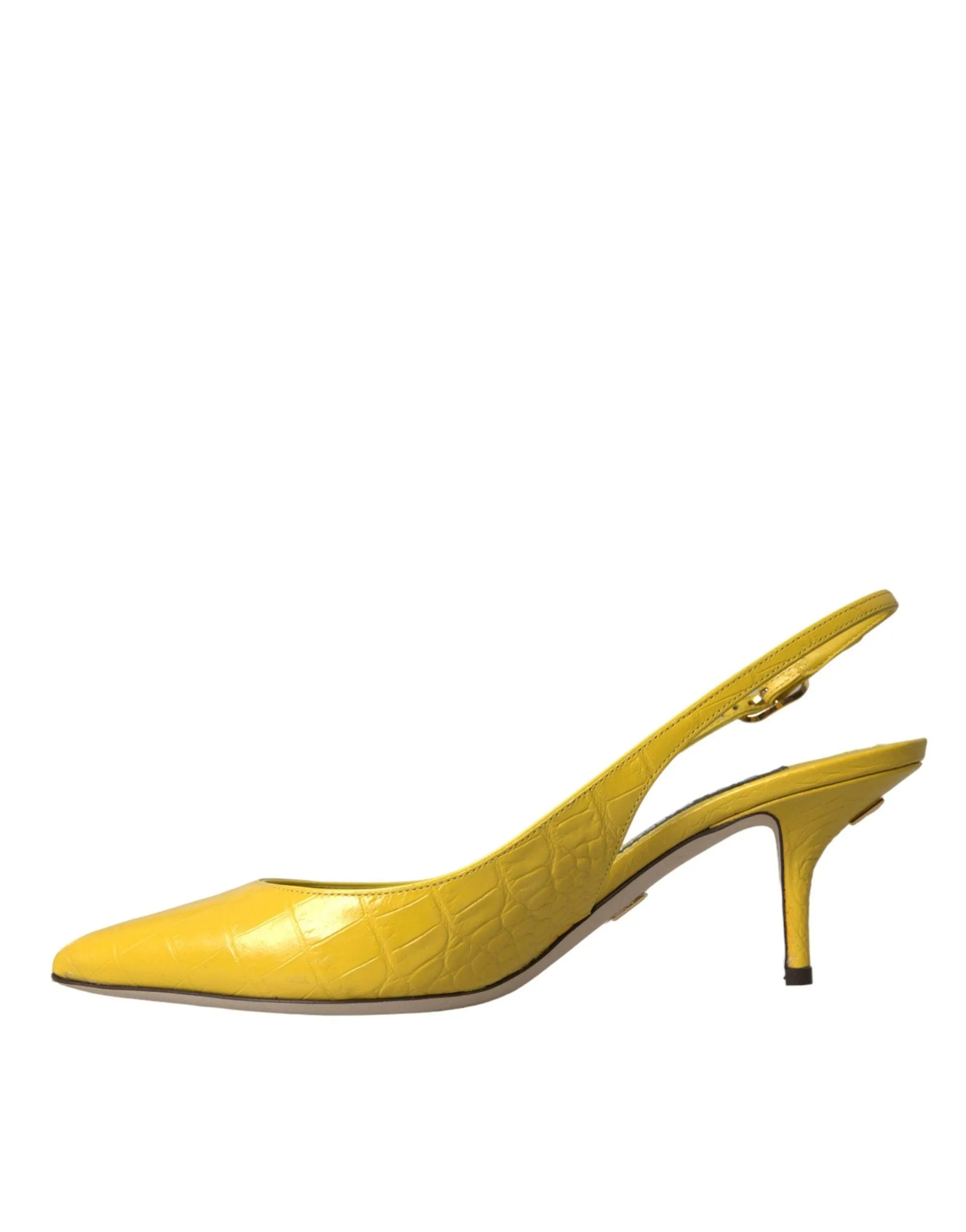 Dolce & Gabbana Croc-Embossed Slingback Pumps in Yellow