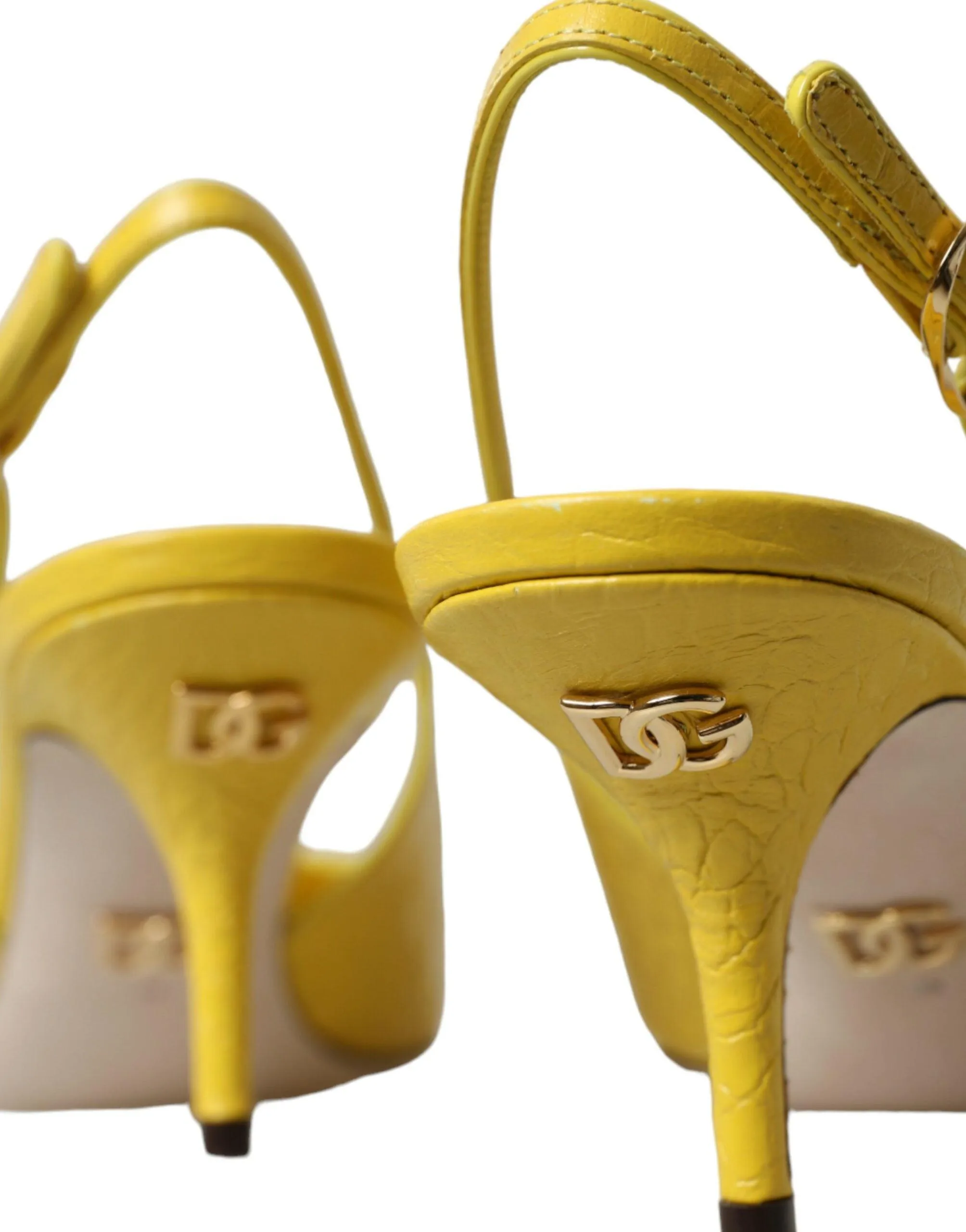 Dolce & Gabbana Croc-Embossed Slingback Pumps in Yellow