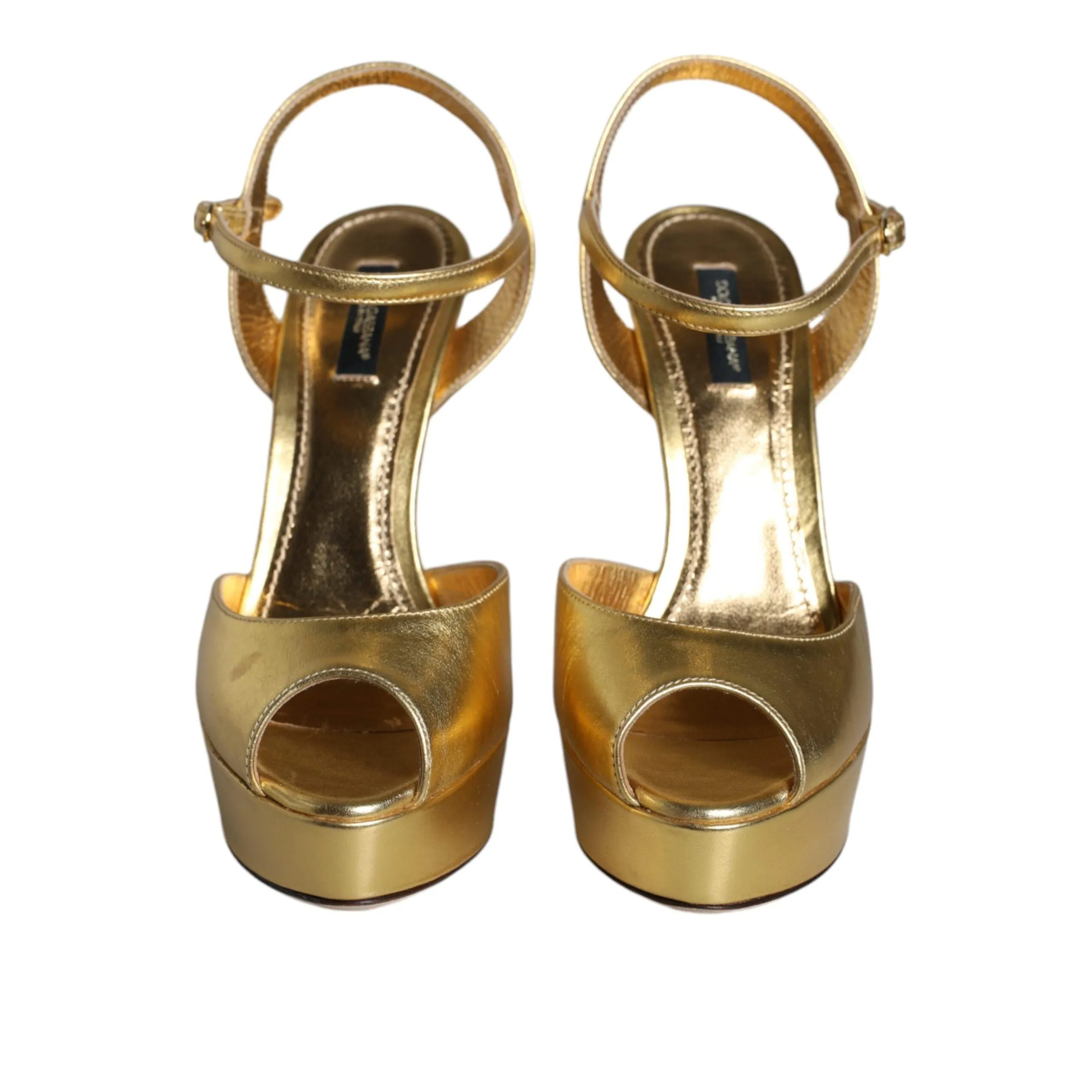 Dolce & Gabbana Gold Bette Leather Heels Sandals Shoes