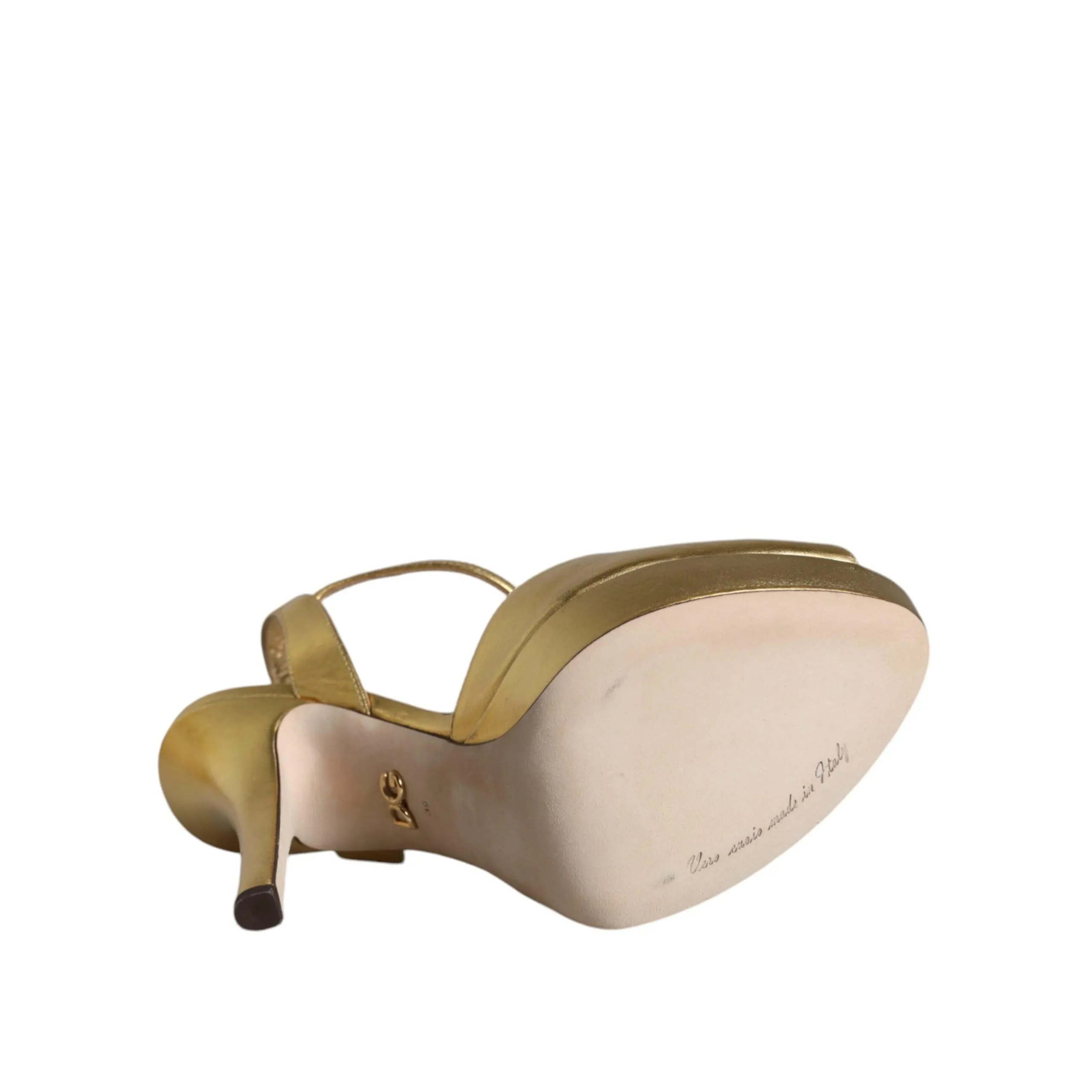Dolce & Gabbana Gold Bette Leather Heels Sandals Shoes