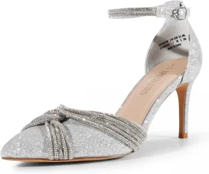 DREAM PAIRS Women's Pointed Close Toe High Heels Sexy Sparkly Rhinestone Stiletto Pumps Wedding Bridal Party Dress Shoes